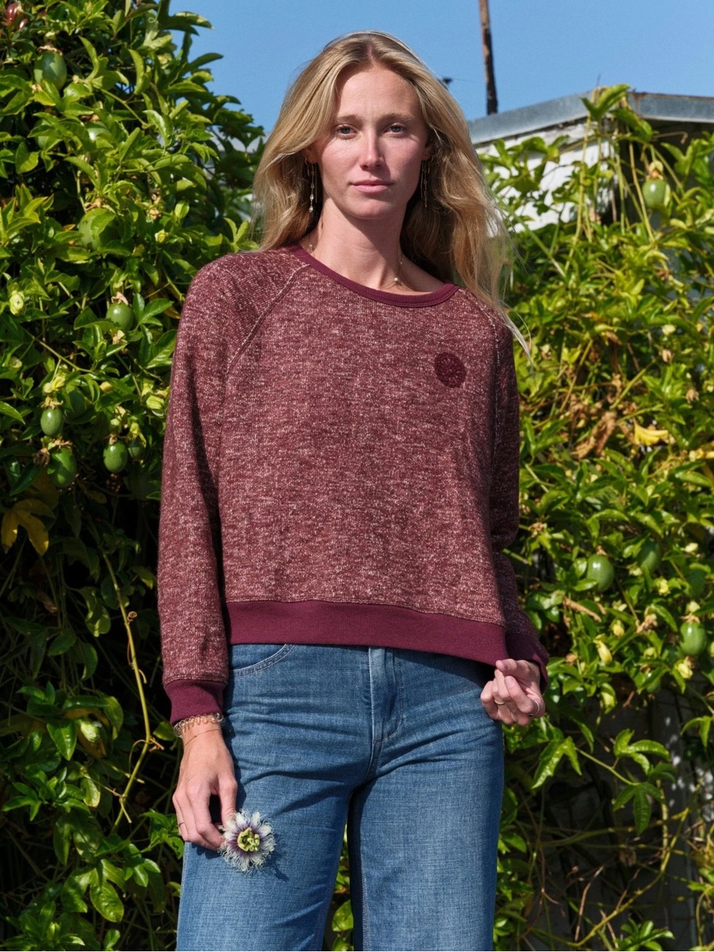 Mollusk pinwheel Maroon Crewneck Sweater size small heathered raspberry cotton